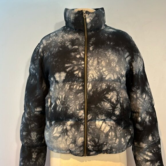 Anthropologie Cloth & Stone black/grey/ cream fabric puffer size medium - Picture 5 of 15